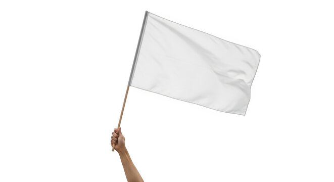 Hand holding white flag