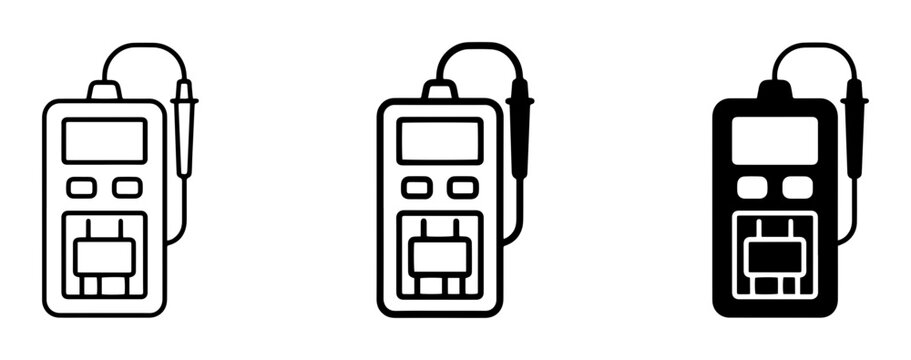 Digital Multimeter Icons, Electronic Measurement Tools, Electrical Testing Devices, Vector Set