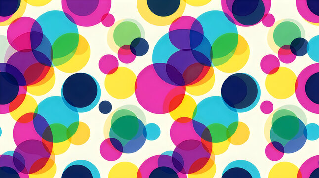 Abstract background pattern with colorful overlapping circles and semi transparent