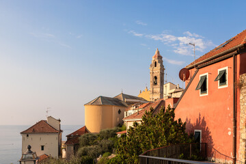 Obraz premium Scenic View of Cervo Village in Liguria Italy at Sunset