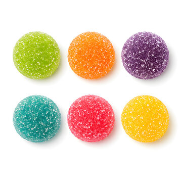 Collection set of assorted gumdrops isolated on transparent or white background, png