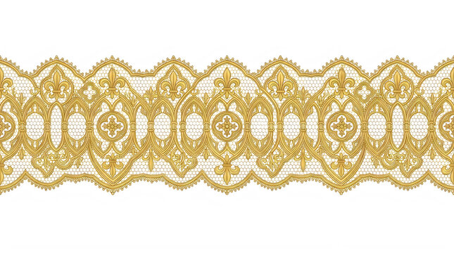 Decorative gold lace border with luxury floral pattern