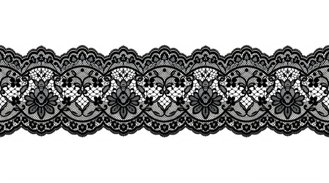 Black lace trim ribbon border design