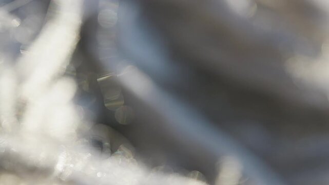 Macro video showing textures and pile of a rug, Treads and strands close up.