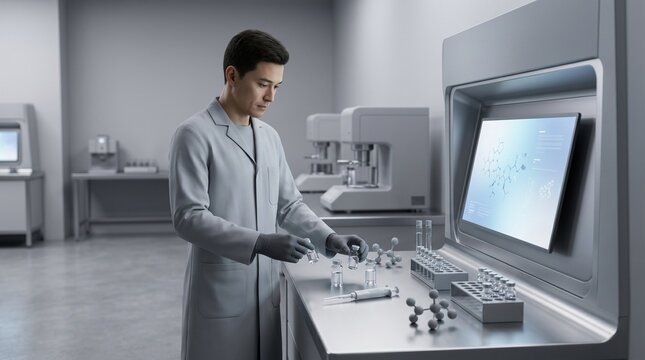 Biotech laboratory developing future weight loss peptide medication