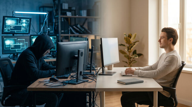Before and after digital decluttering in a modern workspace