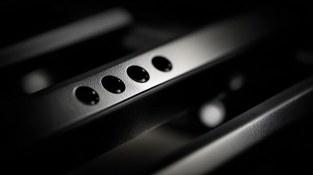 Abstract metallic surface with circular patterns. Industrial design concept for luxury hardware.