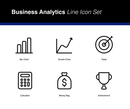 Business Analytics Line Icon Set, Editable Stroke Business Outline Vector Icons