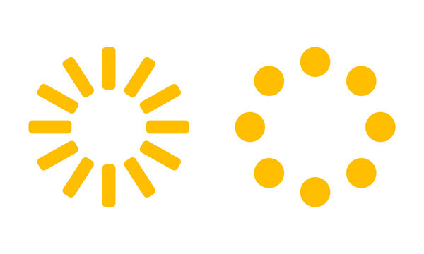 Amber Loading Icons Set Isolated on Transparent Background PNG Progress Spinner Vector Symbols