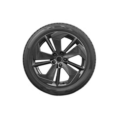 Fototapeta na wymiar car tire with black alurim on free on isolated transparent background.