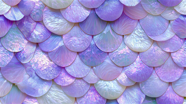iridescent mermaid scales in lavender lilac orchid periwinkle pearl seamless textile pattern