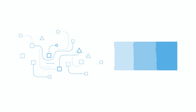 Abstract digital network connections with geometric shapes and a modern blue color palette, ideal for technology, data, AI, and contemporary design projects.