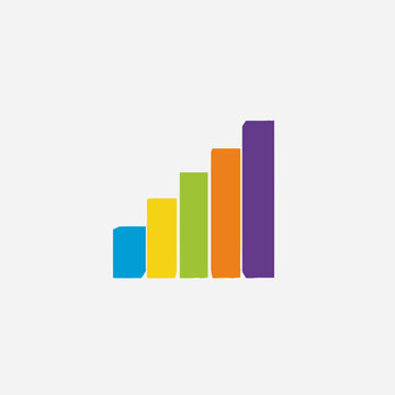 Colorful bar chart icon illustrating data growth, progress, and increasing signal strength, ideal for business analytics and technology visuals.