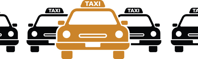 Taxi service icons set, taxi car signs, taxicab symbols, ride request, transportation, and cab service icons for navigation apps and websites. © Rohan Kapoor