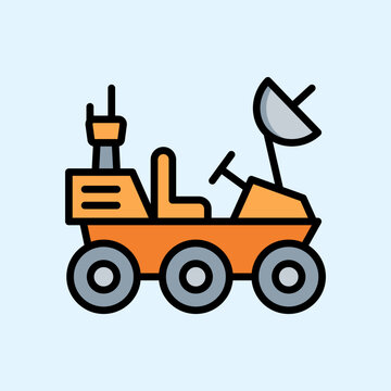 Flat Line Art Illustration of a Space Rover Vehicle for Planetary Exploration