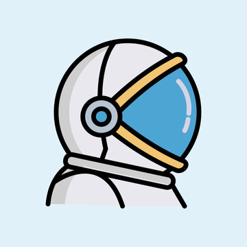 Flat Line Art Vector Illustration of an Astronaut Helmet in Profile View