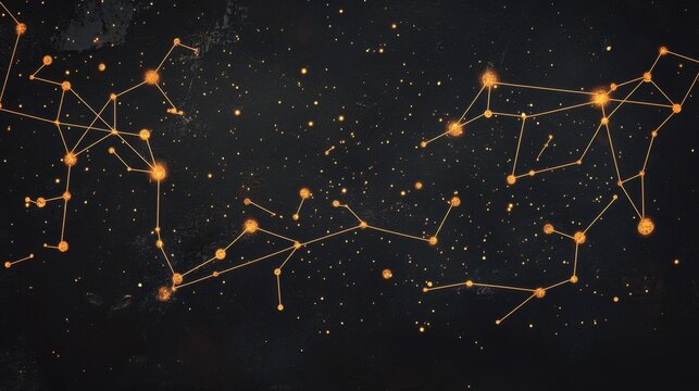 Glowing constellations in a starry night sky