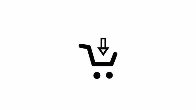 Add to Cart Icon Animation on Transparent Background, Online Shopping Cart Icon, For E-commerce Purchase UI Motion Graphic, 4K