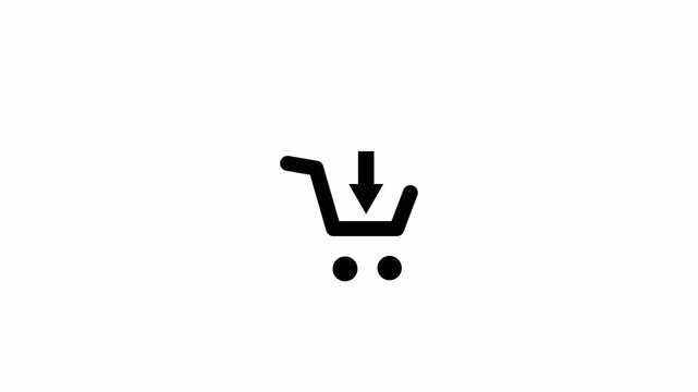 Add to Cart Icon Animation on Transparent Background, Online Shopping Cart Icon, For E-commerce Purchase UI Motion Graphic, 4K