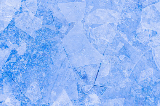 Abstract Blue Ice Texture Background with Frost Patterns in Winter