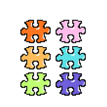 Pixel Puzzle Piece Icon Retro 8bit Style