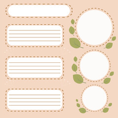 Aesthetic botanical memo pad template set with leaf frames © Oksana Lobzakova
