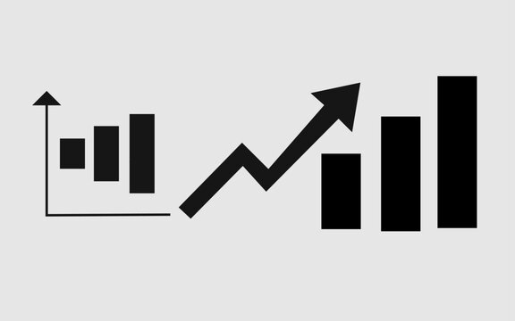 Business growth bar chart icon. Financial progress graph showing upward trend and success.