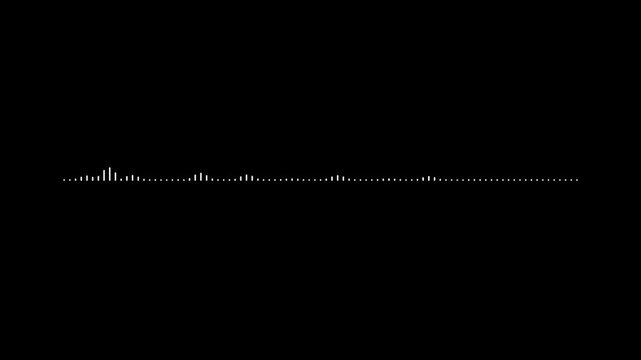 4k clean digital audio waveform frequency bars reactive graphic looping on black background for professional podcast video and music visualizer overlays