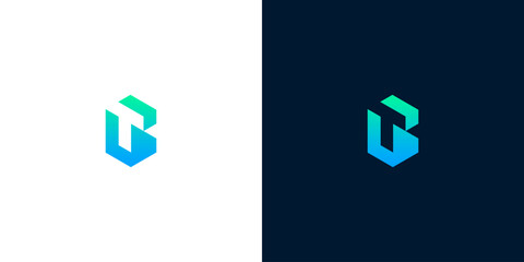 Modern initial letter B or T geometric isometric logo design concept template for corporate business identity © anello