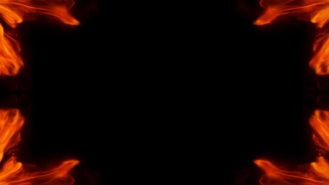 Realistic fire border animation. Intense burning flames frame on all four screen edges.