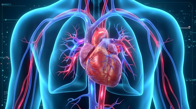 Human heart and circulatory system illustration