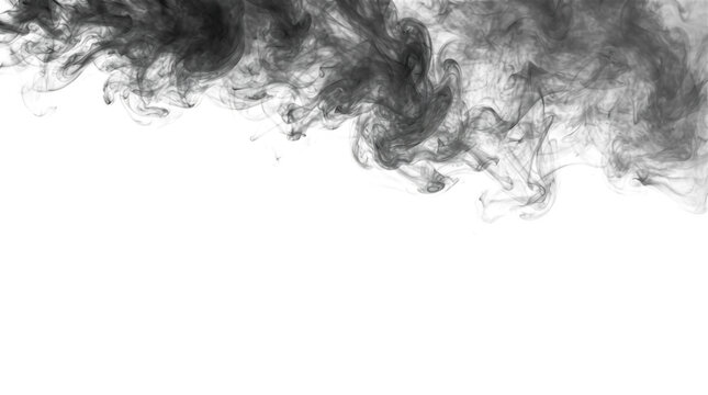 Black smoke cloud overlay. Dark fog effect on a isolated transparent background png.