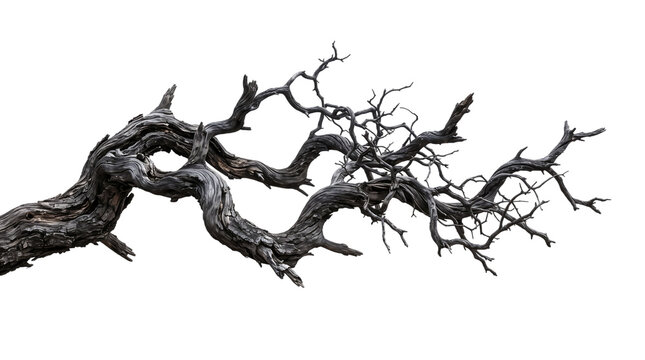 Dead tree branch for Halloween. Spooky dry wood on a isolated transparent background png