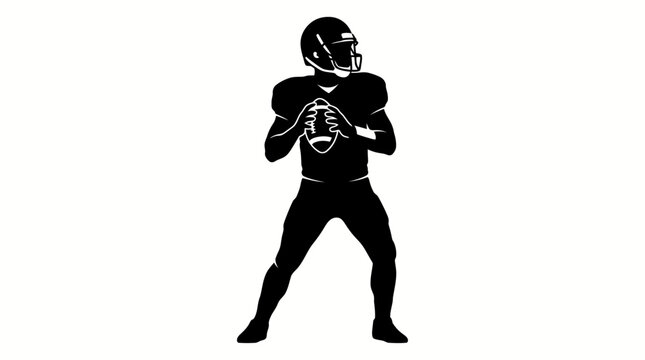 Silhouette of a quarterback preparing to throw in a dynamic athletic pose.