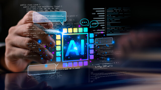 Software engineer develops AI-powered applications with intelligent code assistance, machine learning automation, neural computing, programming workflow optimization, algorithm analysis