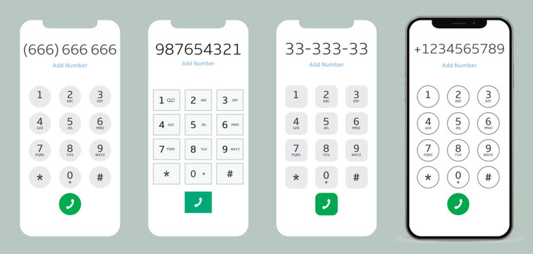 Smartphone dial keypad with numbers and letters. Interface keypad for touchscreen device.