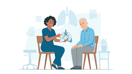 Fototapeta premium Nurse Explains Lung Model to Elderly Patient