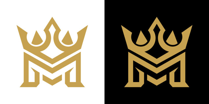Elegant Monogram Letter M Integrated With Royal Crown Design Concept for Luxury Brand Identity and Corporate Logo Branding Projects