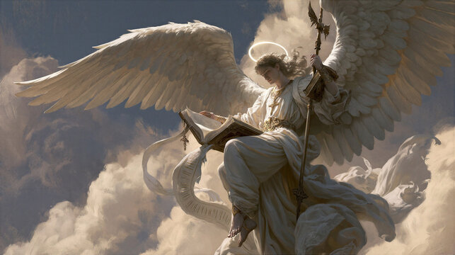 The angel flying in midair with the eternal gospel to proclaim to all nations with divine presence