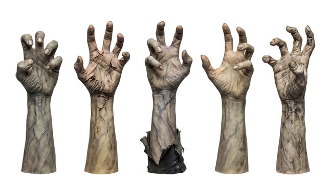 Scary zombie hands set. Creepy monster arms on a isolated transparent background png