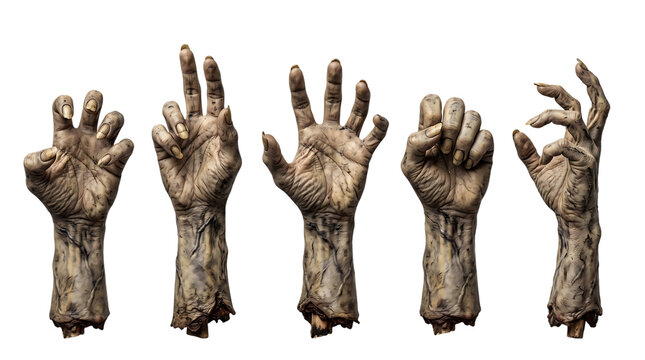 Scary zombie hands reaching out. Creepy monster limbs on a isolated transparent background png