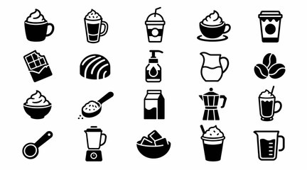 Flat Design Icons of Coffee Tea and Desserts.