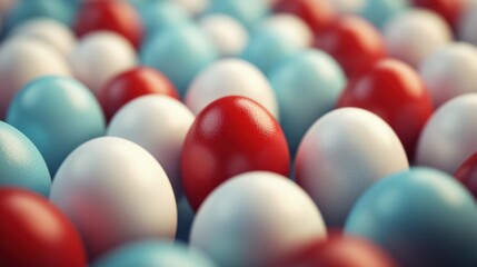 Naklejka premium Colorful variety of eggs on rustic wooden surface