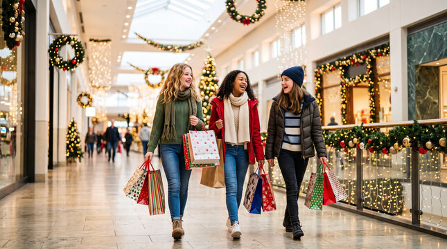 shopping in the mall holiday christmas