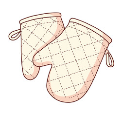 Obraz premium Gepolsterter Ofenhandschuh mit Steppmuster als niedlicher Cartoon-Sticker