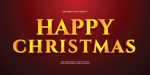 3D gold Happy Christmas bold serif editable text effect vector © Ndoewer