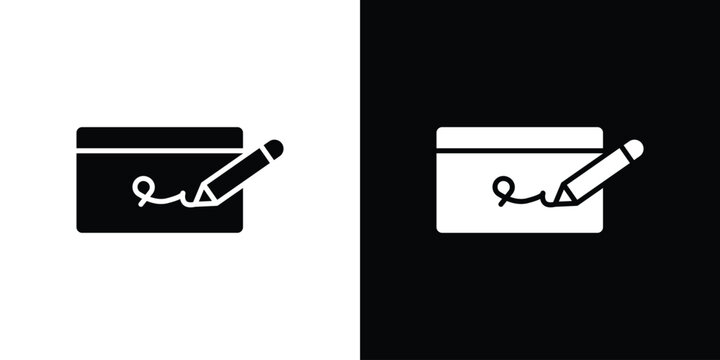 E Signature icon thin pictogram series