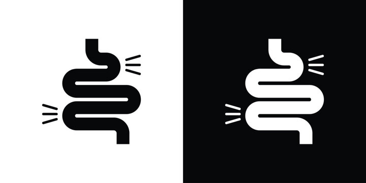 Gut constipation icon thin pictogram series