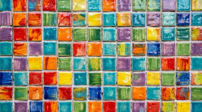 Handpainted Colorfull Small Tiles Background