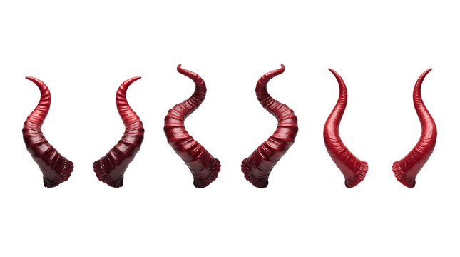 Red devil horns set. Fantasy demon accessories on a isolated transparent background png